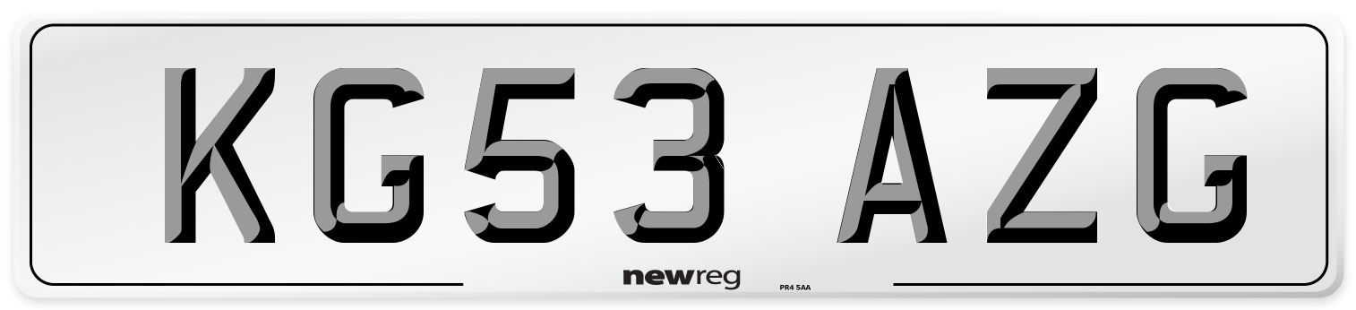 KG53 AZG Number Plate from New Reg
